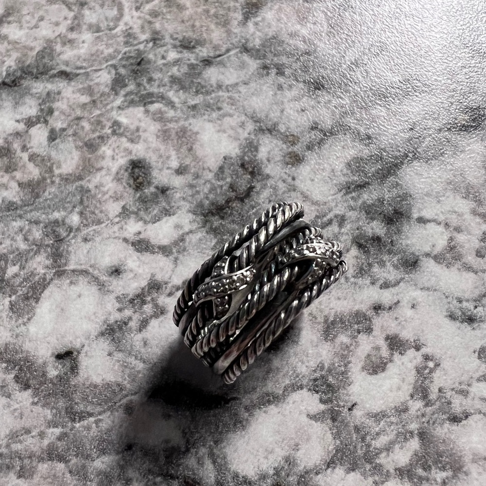 David Yurman Double X Crossover Ring Size 8
